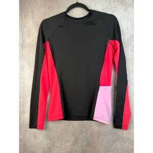 NWT Speedo Womens Long Sleeve Swim Top Black Dark Pink w Pocket‎ Size S